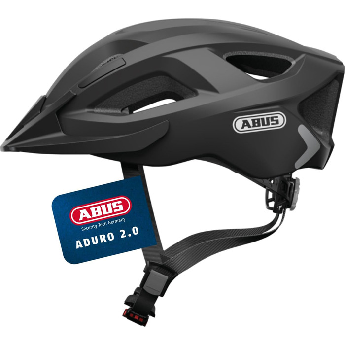 Велосипедний шолом ABUS Aduro 2.0 з підсвіткою, спортивний дизайн, для міста, чорний, розмір L (58-62 см), універсальний для чоловіків і жінок