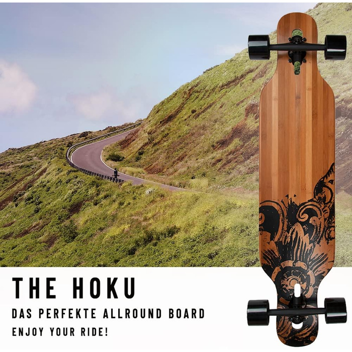 Лонгборд JUCKER HAWAII NEW HOKU Flex 1 з бамбука та скловолокна, преміум-якість, для тривалого катання, німецький бренд