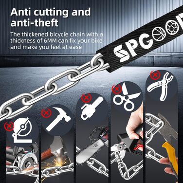 Замок для велосипеда з 3 ключами, ланцюговий замок проти крадіжок 90см, висока безпека, водовідштовхувальний чохол для велосипеда/електросамоката/електровелосипеда/MTB/мотоцикла/вантажного велосипеда, 870мм, чорний