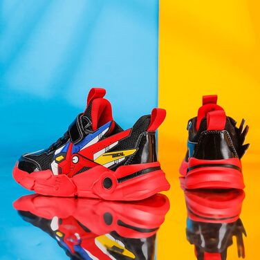 Дитячі кросівки для бігу: легкі спортивні туфлі на липучці для хлопчиків та дівчаток, дихаюча сітка, розмір 27-39, червоні