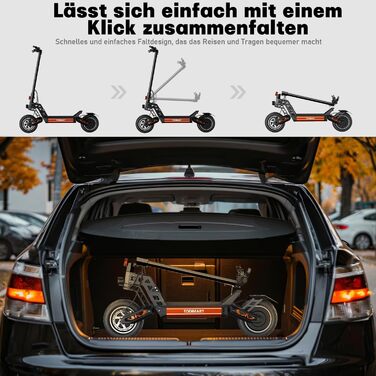 Електросамокат TODIMART S13, 48V 20.8Ah, 800W*2, 40-90 км, 10'' позашляхові колеса, вантажопідйомність 150 кг, подвійна підвіска, складаний, запуск з ключа