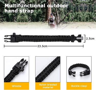 Сонячна кемпінгова лампа LED з акумулятором, 2 способи заряджання (Сонячна/USB), 3 режими світла, включає браслет для виживання з свистком (Жовтий)