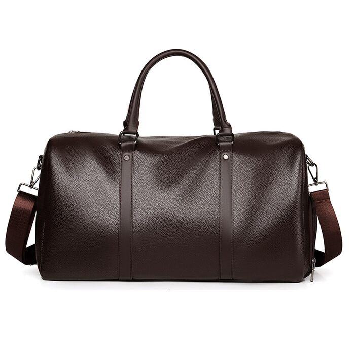 Спортивна дорожня сумка FANDARE для чоловіків та жінок з відділенням для взуття, шкіряна сумка-вікенд (PU шкіра) для подорожей, Ryanair, фітнесу та відпочинку, коричнева
