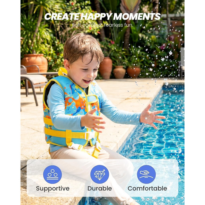 Дитячий жилет для плавання Gogokids для малюків 1-5 років (15-30 кг), блакитний