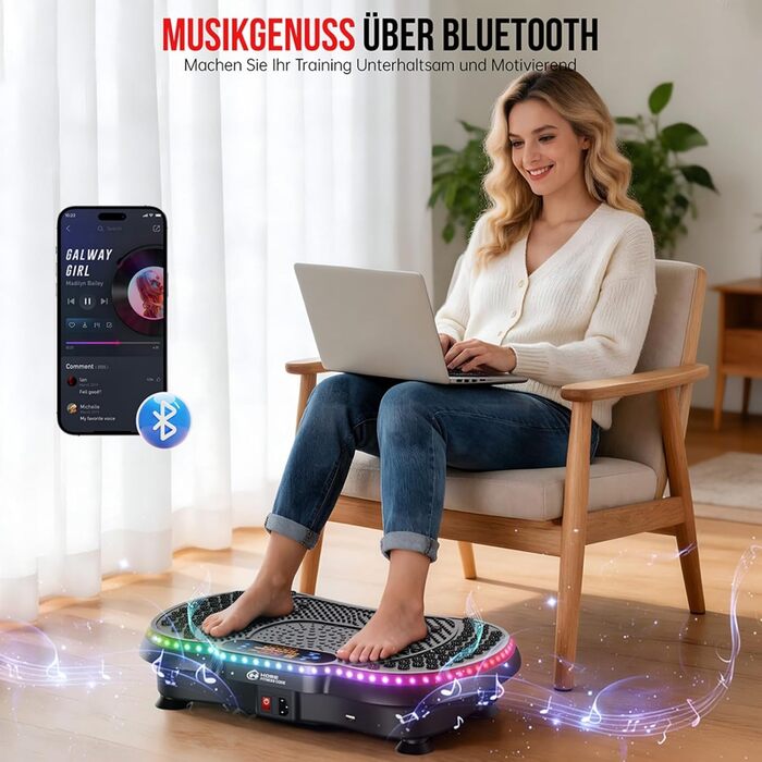 Віброплатформа для фітнесу 2026 з Bluetooth, LED-підсвіткою та 200 рівнями інтенсивності для схуднення та зміцнення м'язів вдома