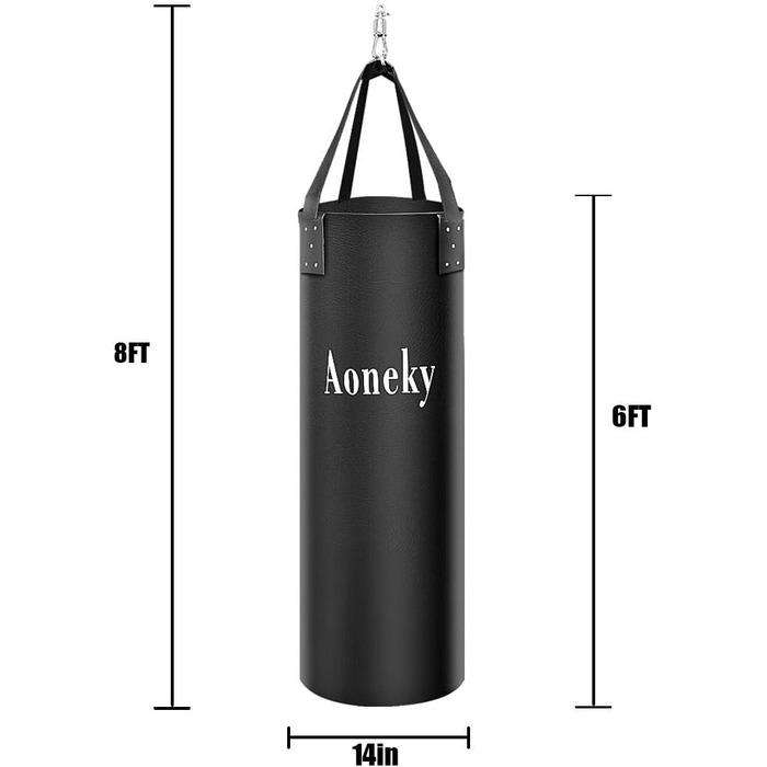 Боксерський мішок Aoneky 180x35 см із підвісом для MMA, Муай Тай, дзюдо, дорослих і дітей, для бодібілдингу, порожній