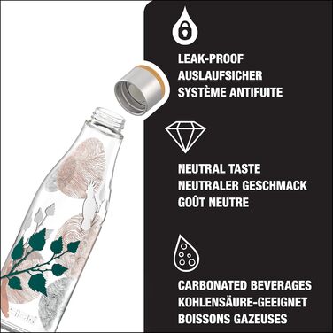 Пляшка для води SIGG Metis Sumatra 0.6 л, скляна, термостійка, без пластику та BPA, герметична, колекція One Tree Planted Birds