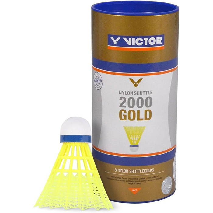 Набір шатлів для бадмінтону VICTOR Nylon Federball Shuttle 2000 (3 шт., блакитний/жовтий, середній)