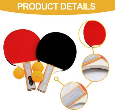 Набір для пінг-понгу Mritrit для 2 гравців: 2 ракетки та 3 м'ячі, ідеально для початківців, для гри в приміщенні та на вулиці