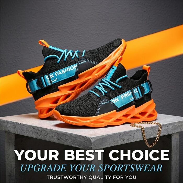 Чоловічі та жіночі спортивні кросівки для бігу Turnschuhe G133 Schwarz Orange. Дихаючі, легкі, з амортизацією для фітнесу та занять спортом.