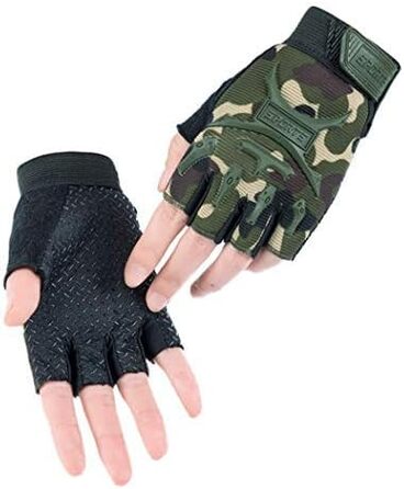 Дитячі велосипедні рукавички Long Keeper для хлопчиків та дівчаток, напівпальцеві, для скейтборду, ролерів, катання на велосипеді та екстриму (камуфляж/M)