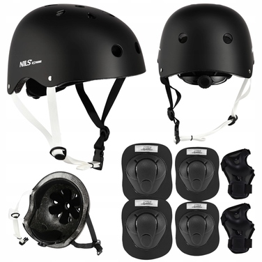 Дитячий велосипедний шолом з регулюванням та набір захисту для скейту, розмір S