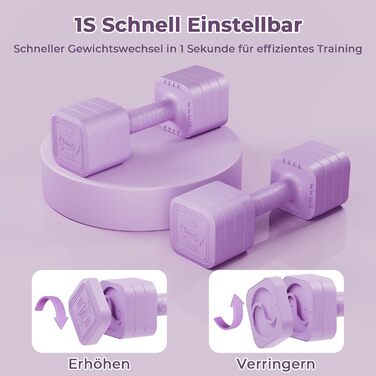 Набір гантелей Dripex регульовані 5 кг x2, з набором дисків 0,5 кг/0,25 кг (фіолетовий)