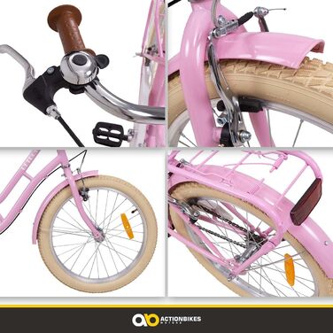 Детский велосипед Actionbikes Retrostar 20 дюймов: тормоза V-Brake, защита от брызг, для девочек и мальчиков 4-12 лет
