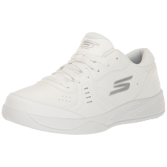 Кросівки для піклболу Skechers Viper Court Smash для жінок, біло-сріблясті, для залів та відкритих майданчиків, Relaxed Fit