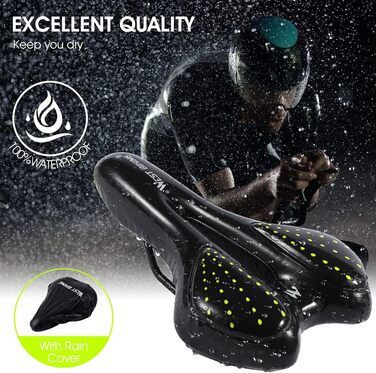 Зручний велосипедний сідло LuTuo для чоловіків та жінок, гелеве м'яке сідло, ергономічне, спортивне, для походів, з підкладкою для гірського велосипеда, шосе, BMX, MTB, City, E Bike (зелений)