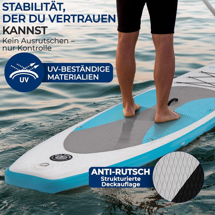 Надувний SUP СеренеЛайф для дорослих та дітей: комплект з веслом, насосом та сумкою. Touring SUP, рухлива дошка для плавання по морю, річці та озеру. Максимальне навантаження 155 кг, колір морської хвилі.