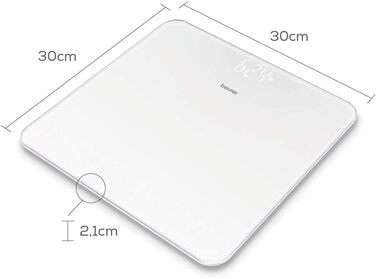 Цифрова скляна вага Beurer GS 225 біла, Magic-Display, Dot-Matrix-дисплей, для людей