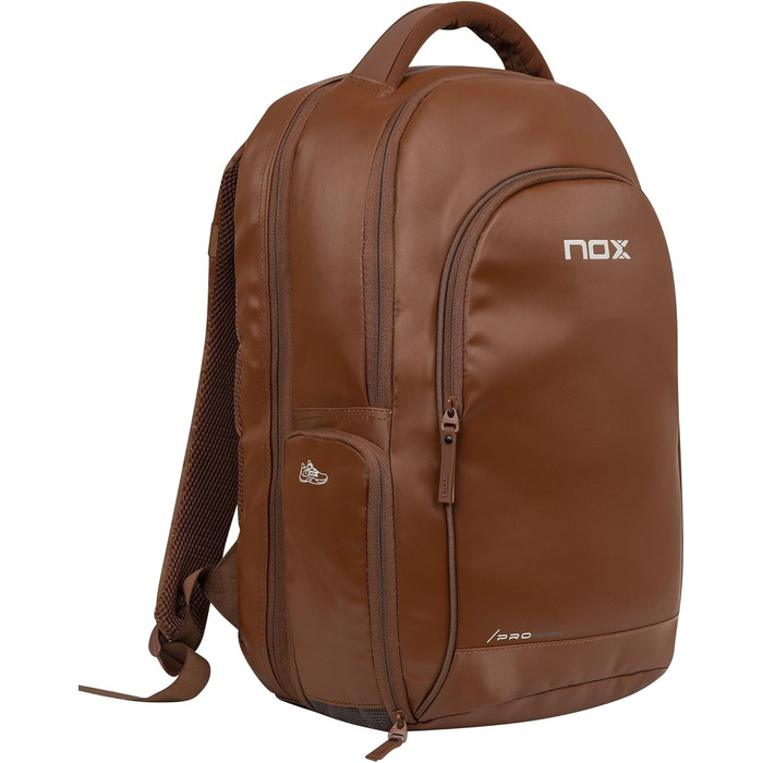 Рюкзак для падел-тенісу NOX Pro Series 28л: Захист ракетки та ноутбука, відділення для взуття, зручні лямки (коричневий)