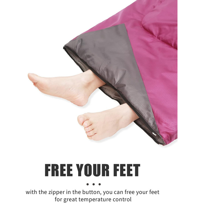 Спальний мішок для дорослих, походів, легкий, водонепроникний, для холодної погоди. Підходить для жінок, чоловіків, дівчаток та хлопчиків. Ідеальний для кемпінгу, трекінгу, відпочинку на природі, полювання. З компресійним мішком (фіолетовий)