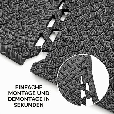 PROIRON Мат Puzzle 60x60x2 см для фітнесу (6 шт.) - захисні килимки для спортзалу, тренувань, обладнання