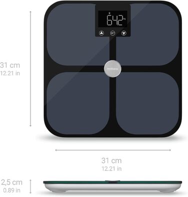 Medisana BS 650 – розумна ваги-аналізатор тіла до 180 кг з Wi-Fi/Bluetooth, персональна вага для вимірювання жиру, води, м'язів та кісткової маси, сумісна з VitaDock+ App, ITO-електроди