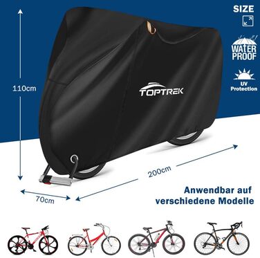 Чохол для велосипеда Toptrek 200x110x70cm, 210D Oxford, водонепроникний, захист від сонця, міцний, з сумкою