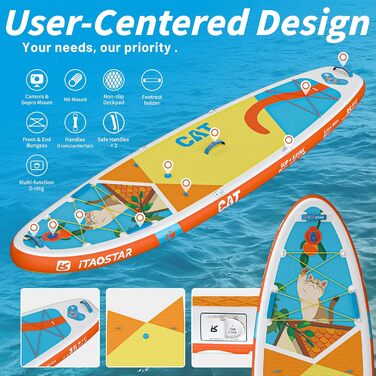 Надувне SUP-борд iTAOSTAR Pets 74/89 см: Комплект з аксесуарами, широка платформа для стабільності, персоналізовані фіні