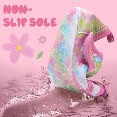 Дитячі шльопанці для басейну WateLves: аквашузи для хлопчиків та дівчаток, швидко сохнуть, підошва не слизька (30/31 EU, Рожевий Tiedye)