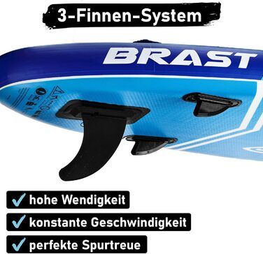 Надувний SUP Board BRAST з LED-підсвіткою | Комплект для станд-ап паддлінгу | 320x81x15 см | 4 дизайни | LED-підсвітка 10 кольорів | 5 років гарантії | 2в1 весло, сидіння для каяка, кріплення для екшн-камери, петля для ніг (Turtle Blue)