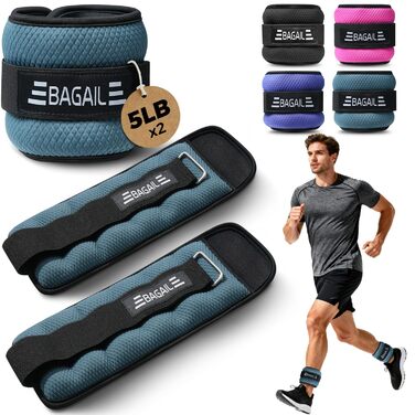 Утяжелители для рук и ног BAGAIL (2.27 кг/пара, синие) для фитнеса, ходьбы, бега и реабилитации