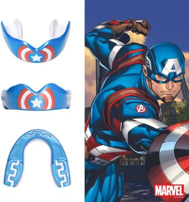 Marvel Капітан Америка спортивний капа для дорослих і дітей, захист зубів для контактних видів спорту: регбі, ММА, єдиноборства, кікбоксинг, дзюдо, хокей, бокс, юніори до 11 років
