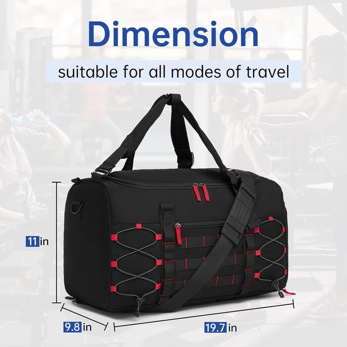 Чоловіча тактична спортивна сумка для подорожей та залу з окремим відділенням для взуття, універсальний дорожній рюкзак-вікенд