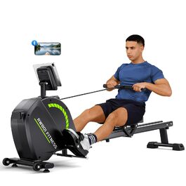 Гребний тренажер Dripex з магнітною системою опору, LCD-дисплеєм, вагою 158 кг та Bluetooth, для дому, чорно-зелений