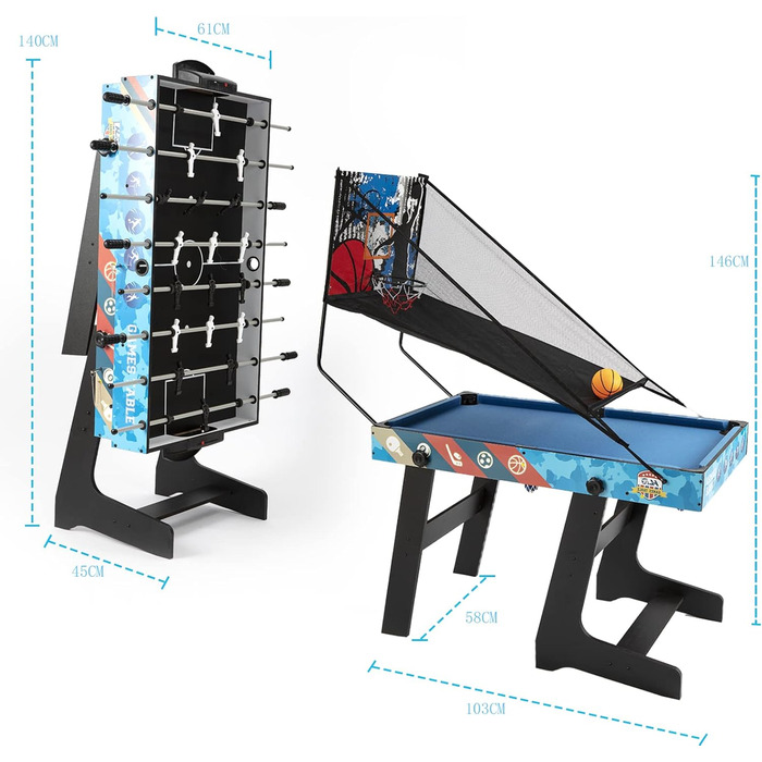Дитячий ігровий стіл 5 в 1: більярд, теніс, баскетбол, футбол, хокей. Ідеально для дому, вечірок та подарунків