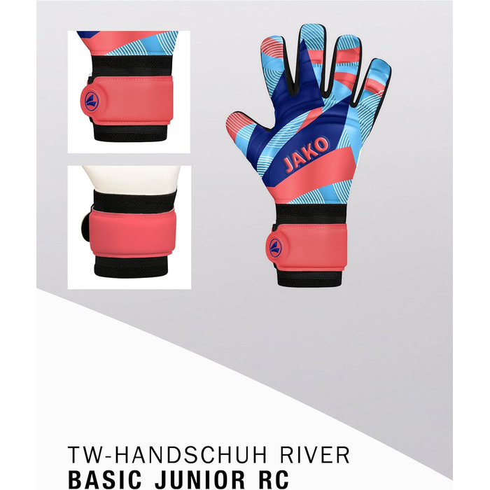 Воротарські рукавички JAKO River Basic RC Kids дитячі корал/блакитний/темно-синій