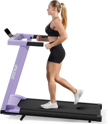 Біговий тренажер DeerRun з підтримкою High-Tech пристроїв, 158 кг, APP-керування, 2573W, складний, з курсами та мультиплеєр, фіолетовий