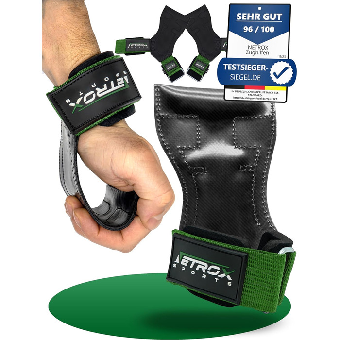 NetroxSports Power Grips — зчеплення для тяги, ремені для підйому з захистом зап'ястя, для кросфіту, бодібілдингу, тренажерного залу, чоловіків і жінок