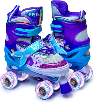Дитячі ролики-хвіст русалки Scale Sports для дівчаток, регульовані, з підсвічуванням, фіолетові (2.5-5 UK)