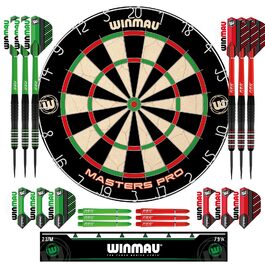 Дартс Winmau Masters Pro з лінією кидка та 6 дротиками - професійна сталева мішень PDC, сизаль високої щільності, ультратонкий дріт