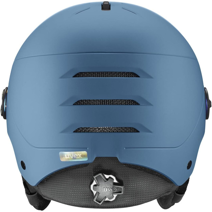 Гірськолижний шолом uvex Wanted Visor для жінок і чоловіків, міцний, з візором, синій матовий, розмір 59-61 см