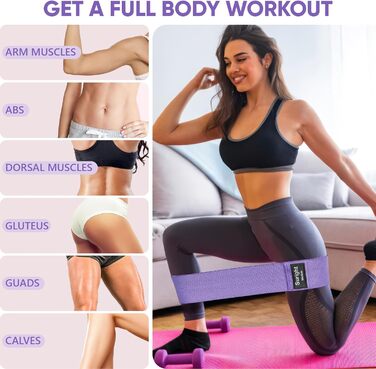 Стрічки для фітнесу Widerstandsbänder [3 шт.] для сідниць та стегон, антиковзкі фітнес-гумки для жінок/чоловіків, силові тренування, йога, пілатес, фітнес (світло-фіолетовий, фіолетовий, темно-фіолетовий)