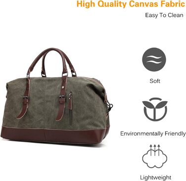 Спортивна сумка-дорожня FANDARE для подорожей та кемпінгу, багатофункціональна сумка-вікенд з канвасу, армійський зелений
