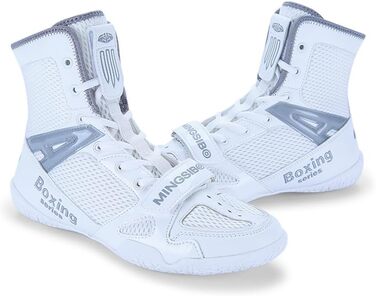 Боксерські рукавички для чоловіків. Зручні боксерські рукавички для тренувань, занять боксом та єдиноборствами. Дихаючі, білі та сірі рукавички для боксу, фітнесу та бодібілдингу. Розмір 43 EU