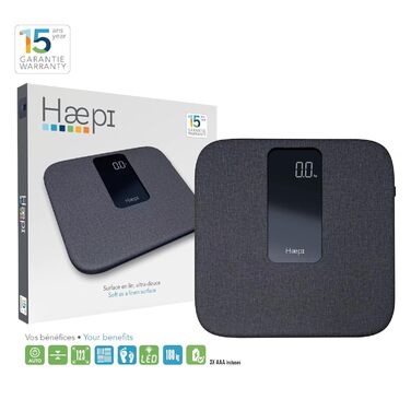 Електронні ваги для людей Haepi з ультрам'якого льону, велика платформа, великий дисплей, точні, до 180 кг