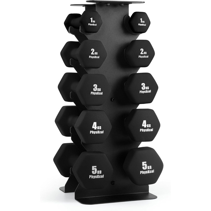 Набір гантелей Kurzhandel-Set 30 кг з підставкою для дому та фітнес-залу | Küstenbrise (повний чорний)