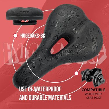 Велосипедне сідло HUGEOAKS для чоловіків та жінок: комфортне, для MTB, шосе, фітнесу, BMX, трекінгу