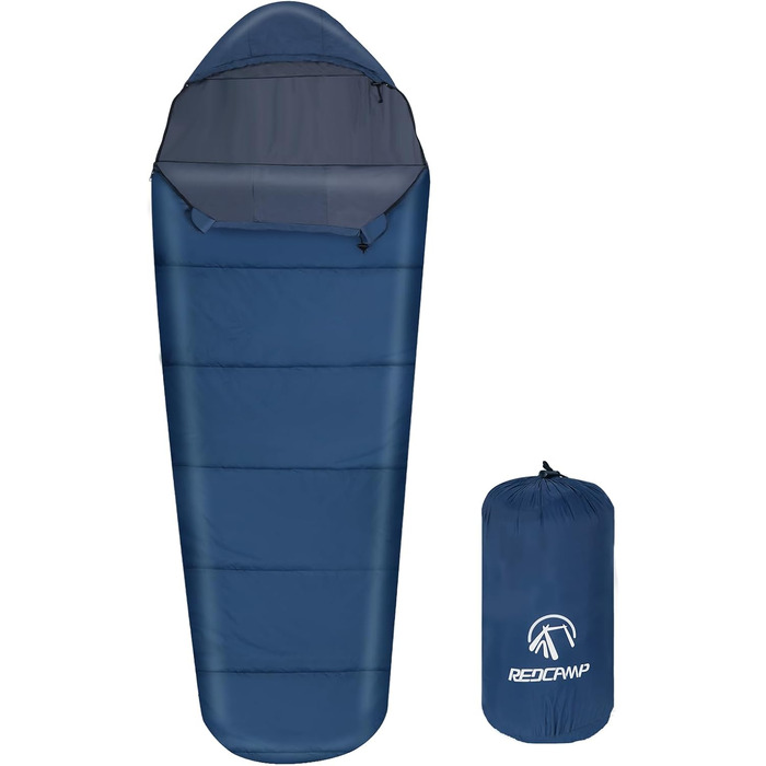 Спальний мішок Redcamp для дітей 175x65 см, мумієвидний, 3-сезонний, для кемпінгу та відпочинку на природі (рожевий/темно-синій)