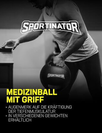 Медичний м'яч SPORTINATOR з ручками, 5 кг, для силових і функціональних тренувань