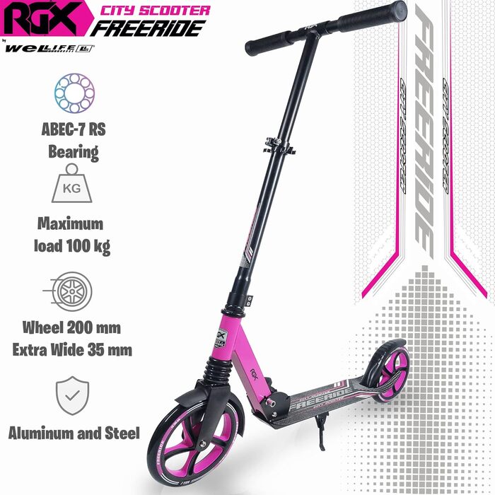 Самокат WeLLIFE Freeride RGX з великими колесами 200 мм, передньою підвіскою, складаний міський самокат для дорослих і дітей